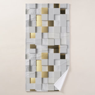 Elegant Cube wall 3D art. wit en goud Badhanddoek