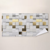 Elegant Cube wall 3D art. wit en goud Badhanddoek (Badhanddoek)