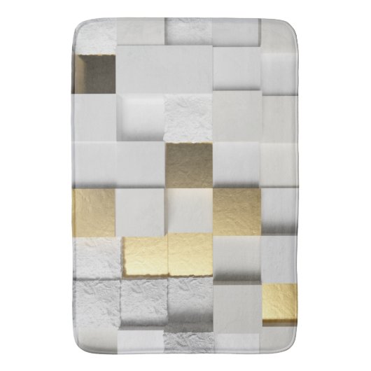 Elegant Cube wall 3D art. wit en goud Badmat (Voorkant Verticaal)