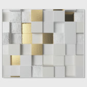 Elegant Cube wall 3D art. wit en goud Cadeaupapier (Vlak)