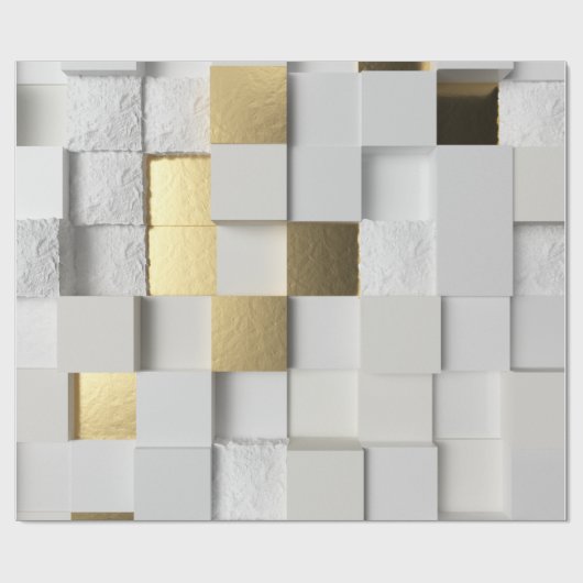 Elegant Cube wall 3D art. wit en goud Cadeaupapier (Vlak)