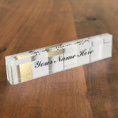 Elegant Cube wall 3D art. wit en goud Naambordje (Zijkant)