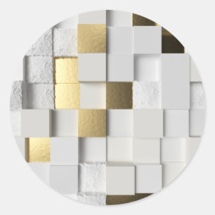 Elegant Cube wall 3D art. wit en goud Ronde Sticker