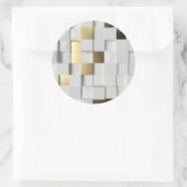 Elegant Cube wall 3D art. wit en goud Ronde Sticker (Tas)