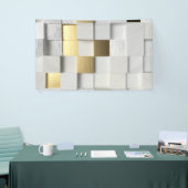 Elegant Cube wall 3D art. wit en goud Spandoek (Beurs)