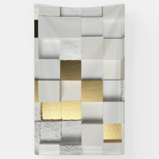 Elegant Cube wall 3D art. wit en goud Spandoek (Verticaal)