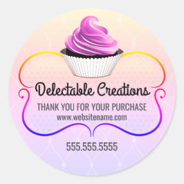 Elegant Cupcake Bakery Box Seals Ronde Sticker