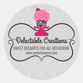 Elegant Cupcake Bakery Box Seals Ronde Sticker
