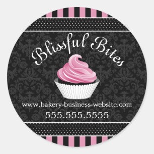 Elegant Cupcake Bakery Box Seals Ronde Sticker