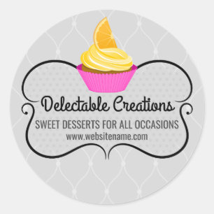 Elegant Cupcake Bakery Box Seals Ronde Sticker