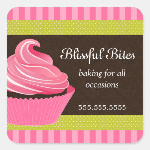 Elegant Cupcake Bakery Box Seals Vierkante Sticker