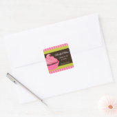 Elegant Cupcake Bakery Box Seals Vierkante Sticker (Envelop)