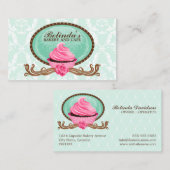 Elegant Cupcake Bakery Damask Visitekaartje (Voorkant / Achterkant)