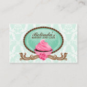 Elegant Cupcake Bakery Damask Visitekaartje (Voorkant)