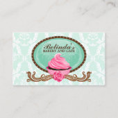 Elegant Cupcake Bakery Damask Visitekaartje (Voorkant)