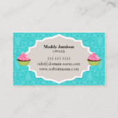 Elegant Cupcake Bakery Swirl Damask Visitekaartje (Achterkant)