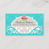 Elegant Cupcake Bakery Swirl Damask Visitekaartje (Voorkant)