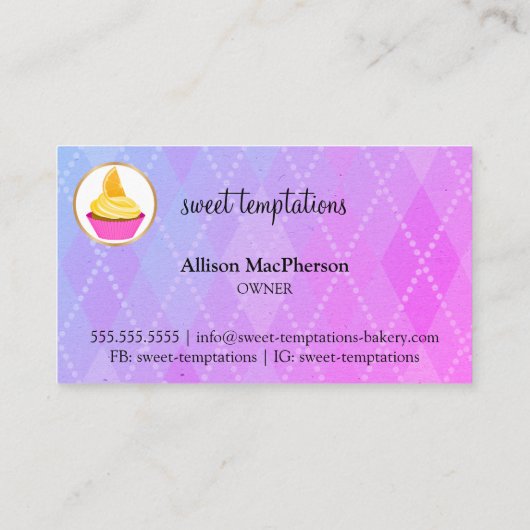 Elegant Cupcake Bakery Visitekaartje (Achterkant)