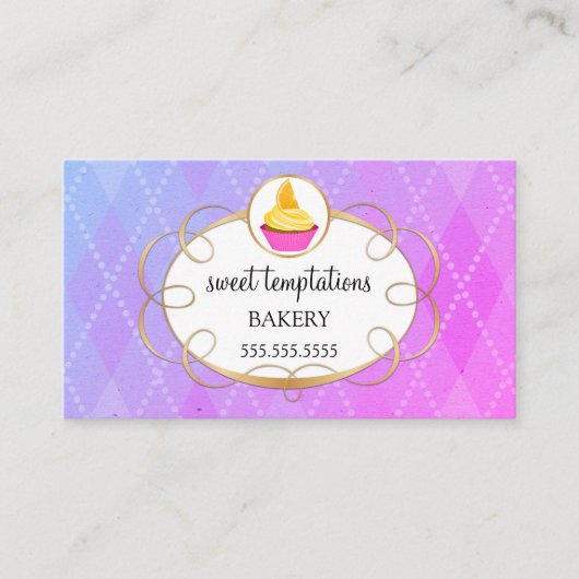 Elegant Cupcake Bakery Visitekaartje (Voorkant)