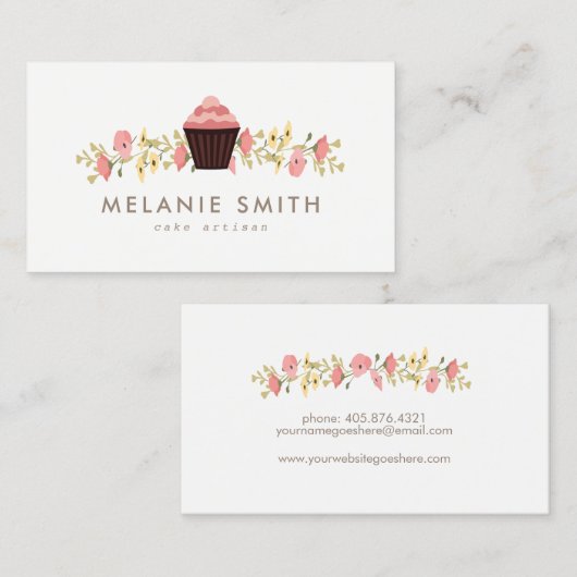 Elegant Cupcake Bakery Visitekaartje (Voorkant / Achterkant)