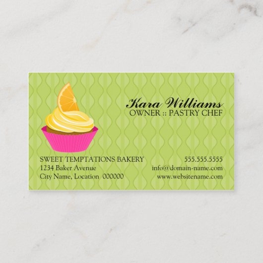 Elegant Cupcake Baking Visitekaartje (Achterkant)