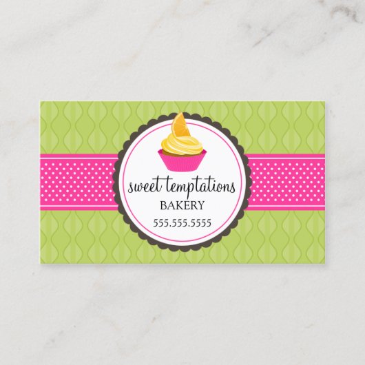 Elegant Cupcake Baking Visitekaartje (Voorkant)