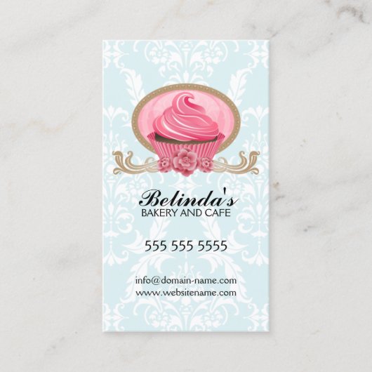 Elegant Cupcake bakkerij Aangepast Visitekaartje (Voorkant)