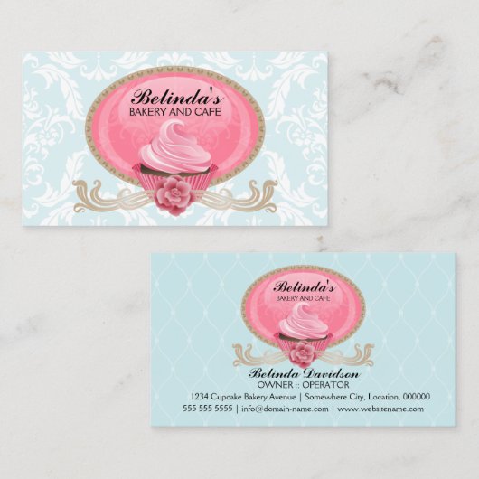 Elegant Cupcake bakkerij Aangepast Visitekaartje (Voorkant / Achterkant)