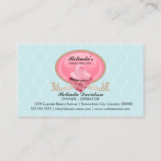 Elegant Cupcake bakkerij Aangepast Visitekaartje (Achterkant)