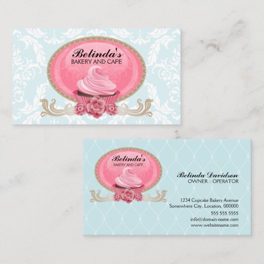 Elegant Cupcake bakkerij Aangepast Visitekaartje (Voorkant / Achterkant)