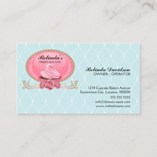 Elegant Cupcake bakkerij Aangepast Visitekaartje (Achterkant)