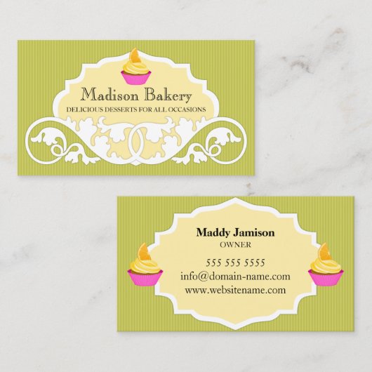 Elegant Cupcake bakkerij Decoratie Visitekaartje (Voorkant / Achterkant)