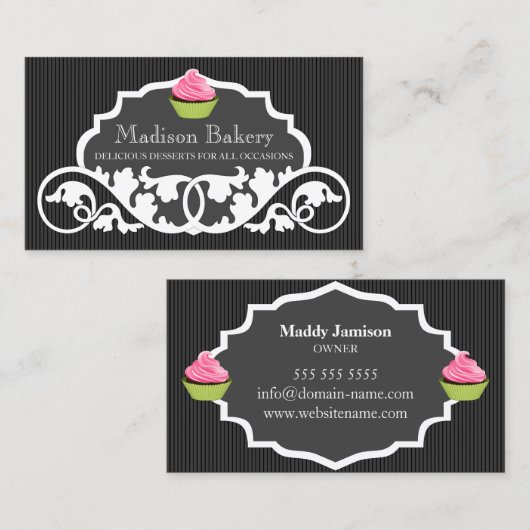 Elegant Cupcake bakkerij Decoratie Visitekaartje (Voorkant / Achterkant)