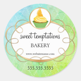Elegant cupcake bakkerij verpakking ronde sticker