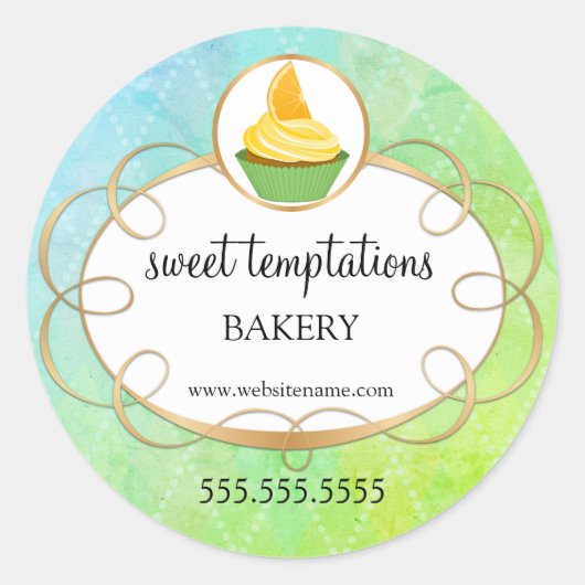 Elegant cupcake bakkerij verpakking ronde sticker (Voorkant)
