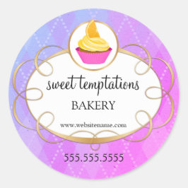Elegant cupcake bakkerij verpakking ronde sticker