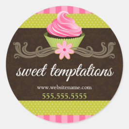 Elegant cupcake bakkerij verpakking ronde sticker
