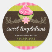 Elegant cupcake bakkerij verpakking ronde sticker (Voorkant)