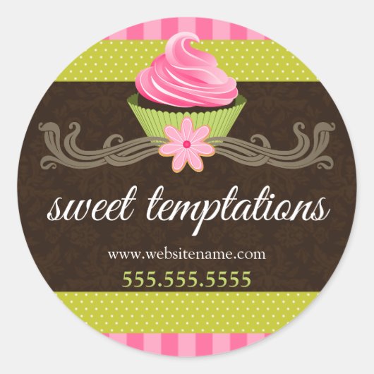 Elegant cupcake bakkerij verpakking ronde sticker (Voorkant)