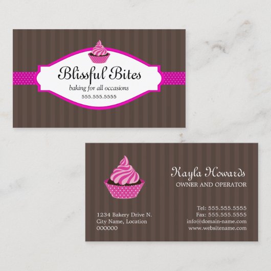 Elegant Cupcake bakkerij Visitekaartje (Voorkant / Achterkant)
