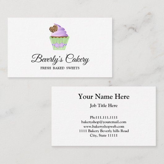 Elegant cupcake bakkerijproducten visitekaartje (Voorkant / Achterkant)