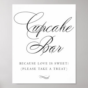 Elegant Cupcake Bar, zwarte kalligrafie Grafisch Poster
