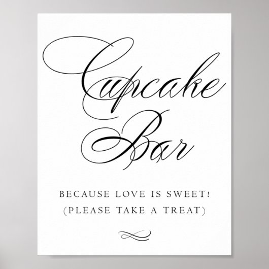 Elegant Cupcake Bar, zwarte kalligrafie | Grafisch Poster (Voorkant)