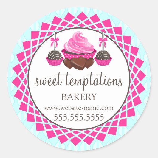 Elegant Cupcake Cake Poppen Chocolade Ronde Sticker (Voorkant)