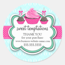 Elegant Cupcake en Poppen bakkerij Ronde Sticker
