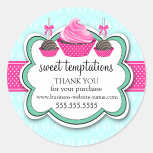 Elegant Cupcake en Poppen bakkerij Ronde Sticker