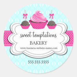 Elegant Cupcake en Poppen bakkerij Verpakking Cla Ronde Sticker