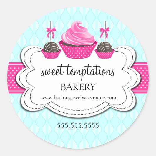 Elegant Cupcake en Poppen bakkerij Verpakking Cla Ronde Sticker (Voorkant)