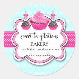 Elegant Cupcake en Poppen bakkerij Verpakking Cla Ronde Sticker