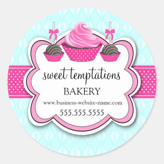 Elegant Cupcake en Poppen bakkerij Verpakking Cla Ronde Sticker (Voorkant)